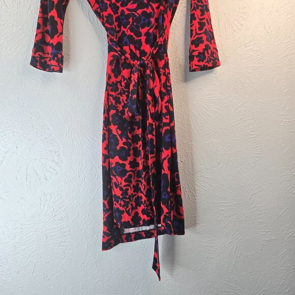 Diane von Furstenberg Julian Wrap Dress Sz 6 Floral Silk Formal Cocktail V Neck - Picture 8 of 13